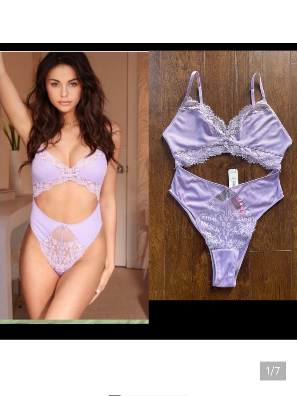 NWT La Senza Lingerie Bodysuit With Lace Trim. Stretchy. Medium. Lavender.